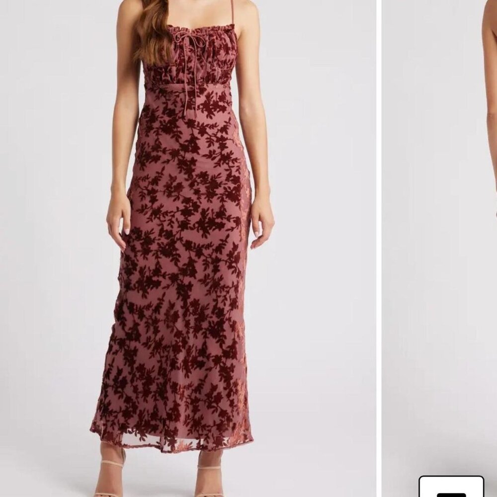 Devore Floral Tie Front Chiffon Maxi Dress. Rare London